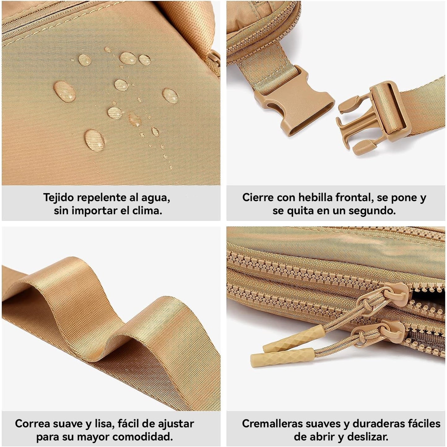 CXJYSD Riñonera de moda casual para hombres y mujeres,correa de hombro ajustable multifuncional,bolso cruzado con 4 bolsillos con cremallera, adecuado para hacer ejercicio,correr (marrón-02)