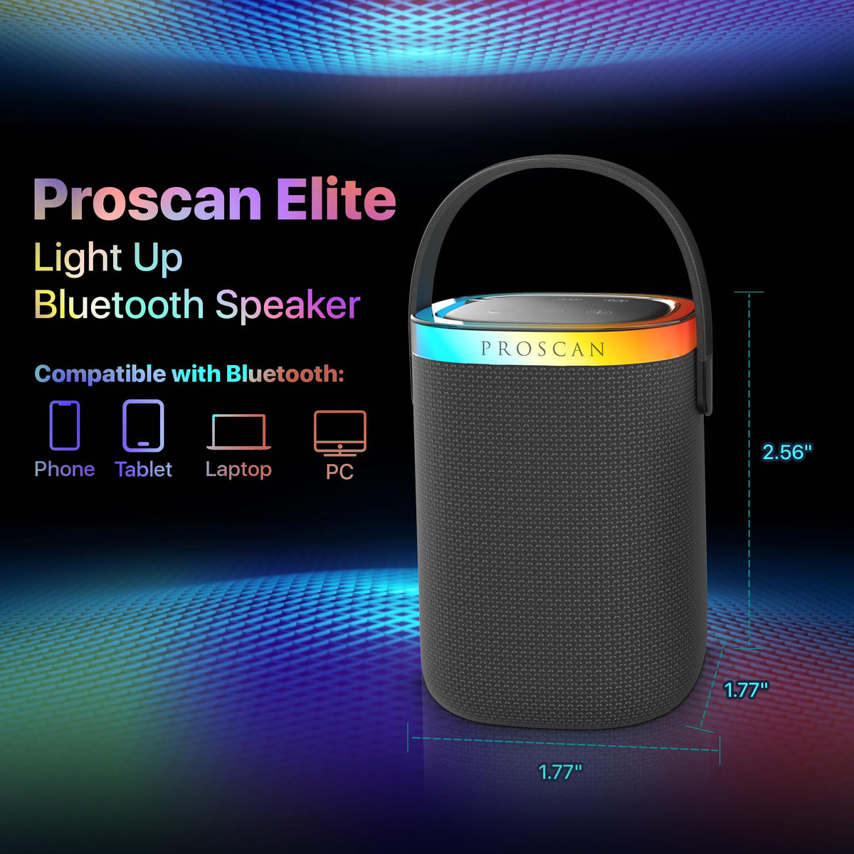 Altavoz Bluetooth Proscan Elite Luz Portátil Pequeño Inalámbrico Exterior