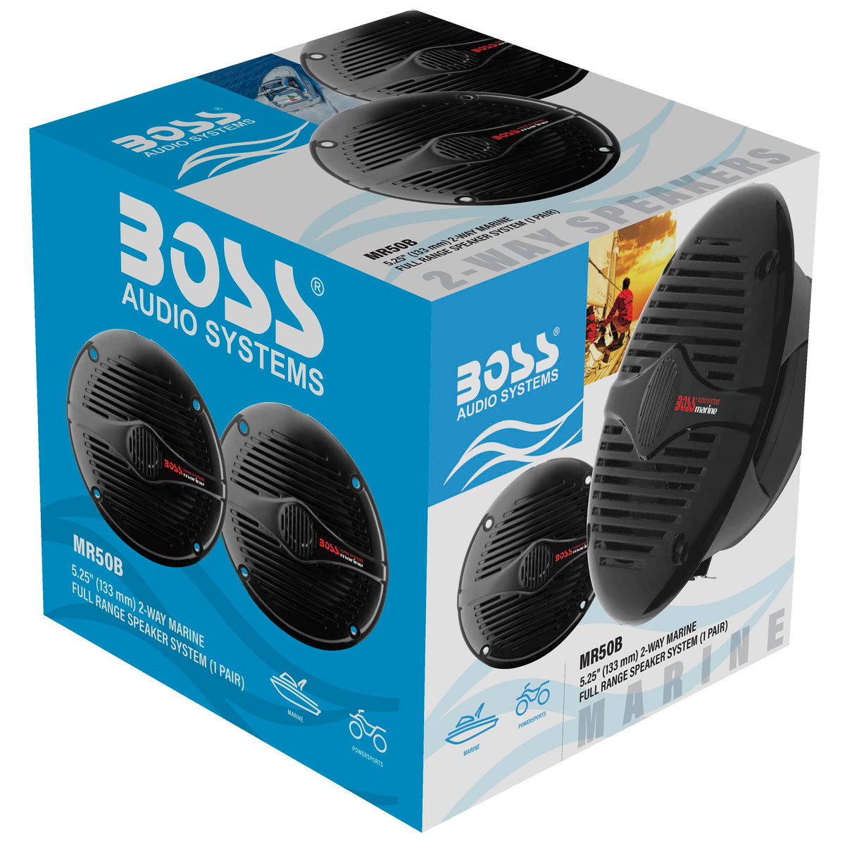 Bocina Coaxial Marina Boss Audio 150-Watt 2 Way Negra