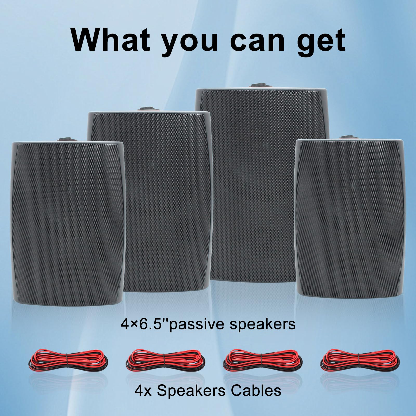 Herdio - Altavoces pasivos para exteriores de 6.5 pulgadas y 800 W, con cable, impermeables, de 2 vías, montados en la pared con bajo, adecuados para patio, piscina, terraza, porche, patio trasero,