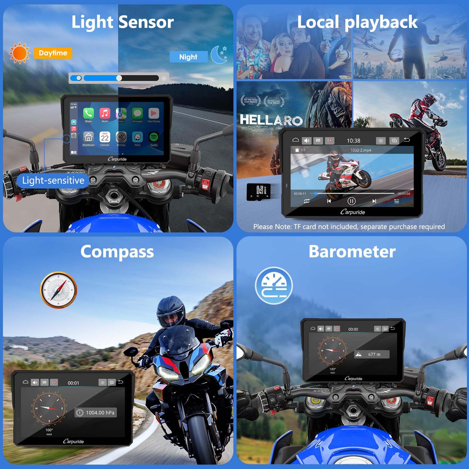 Carpuride W702BS Pro para BMW CarPlay&Android Auto con Bluetooth Dual,Pantalla Navegación GPS Impermeable7,Lectura Datos,Maravilla Nativa,TPMS,Sensor Luz,Intercambio Música,Intercomunicador,16 Pines