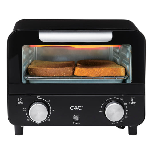 Cocinar con color mini horno tostador: 600 W de potencia, temporizador de precisión, apagado automático y delicias culinarias de hasta 450 grados, negro