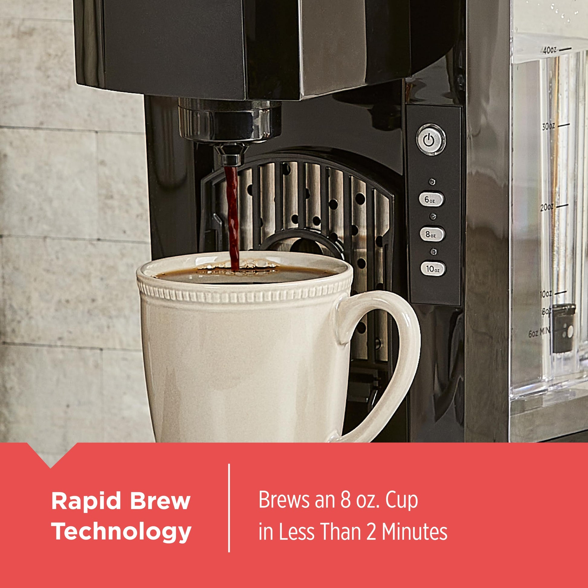 BLACK+DECKER Family Single Serve K-Cup Brewer: Depósito de agua grande de 50 onzas, versátil compatibilidad con café molido y K-Cup, bandeja ajustable para tazas de viaje