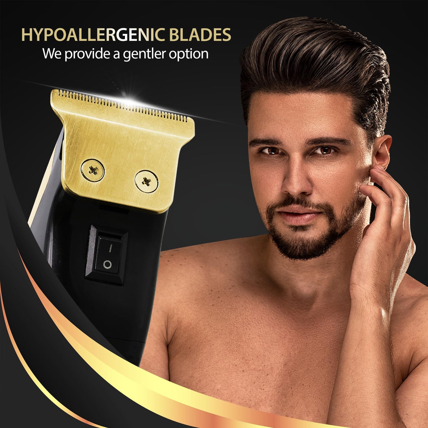 Cutting Edge-Recortadora de batería para hombres, recortadora compacta hipoalergénica con 3 peines guía (3 mm, 6 mm, 10 mm), cuchillas autoafilables, sin golpes ni irritaciones, requerida