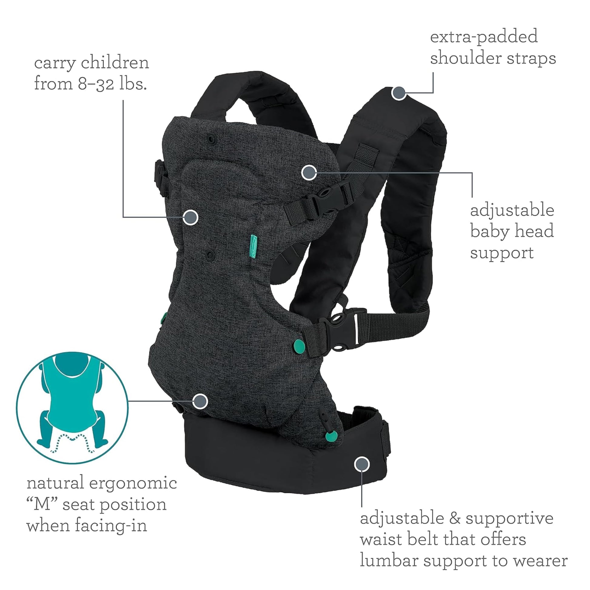 Infantino Flip 4-in-1 Convertible Carrier - BLACK