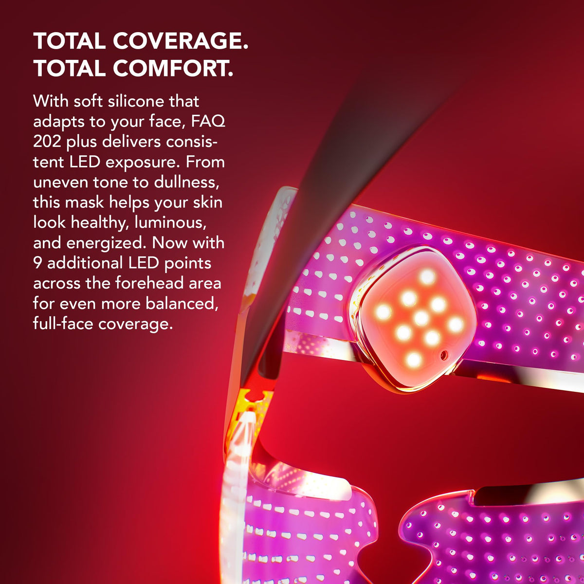 FAQ 202 Plus Mascara LED Facial Antiedad Avanzada de 8 Colores – Luz Roja e Infrarroja Cercana – Máscara Inalámbrica con 634 Puntos de Luz para Luminosidad, Firmeza y Cuidado Facial Completo