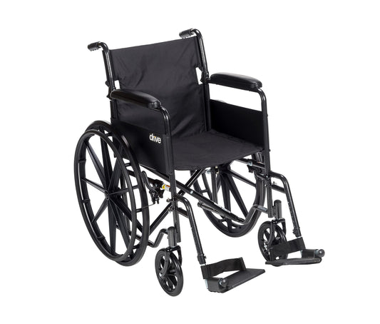 Silla de Ruedas Drive Medical Plata con Brazos Completos y Reposapiés Extraíble
