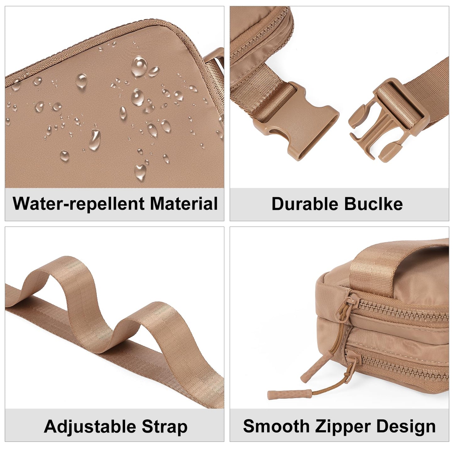 CLUCI - Riñonera pequeña para mujer, bandolera en todas partes de moda, riñonera para mujer con correa ajustable, A1- marrón, Pequeño