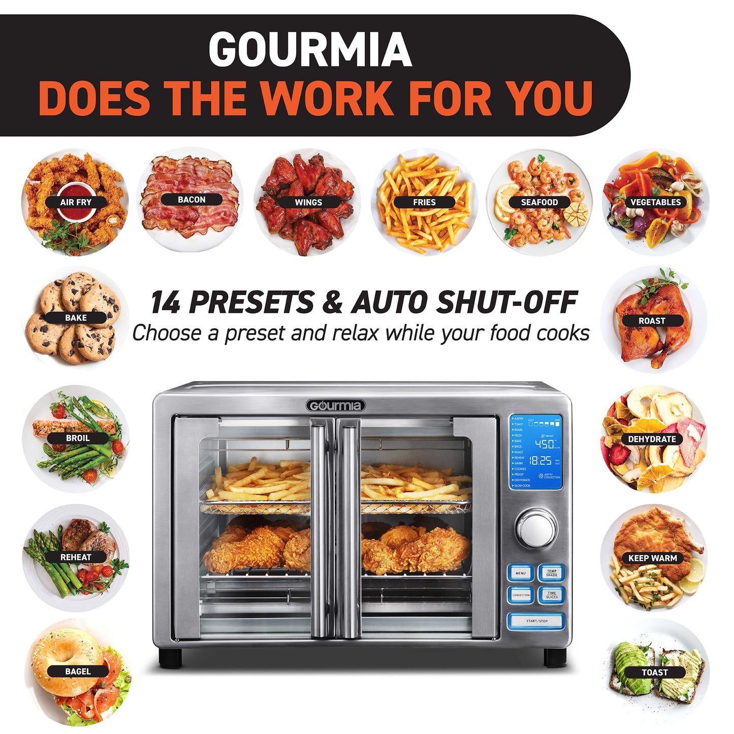Gourmia GTF7520 Freidora de aire para horno tostado