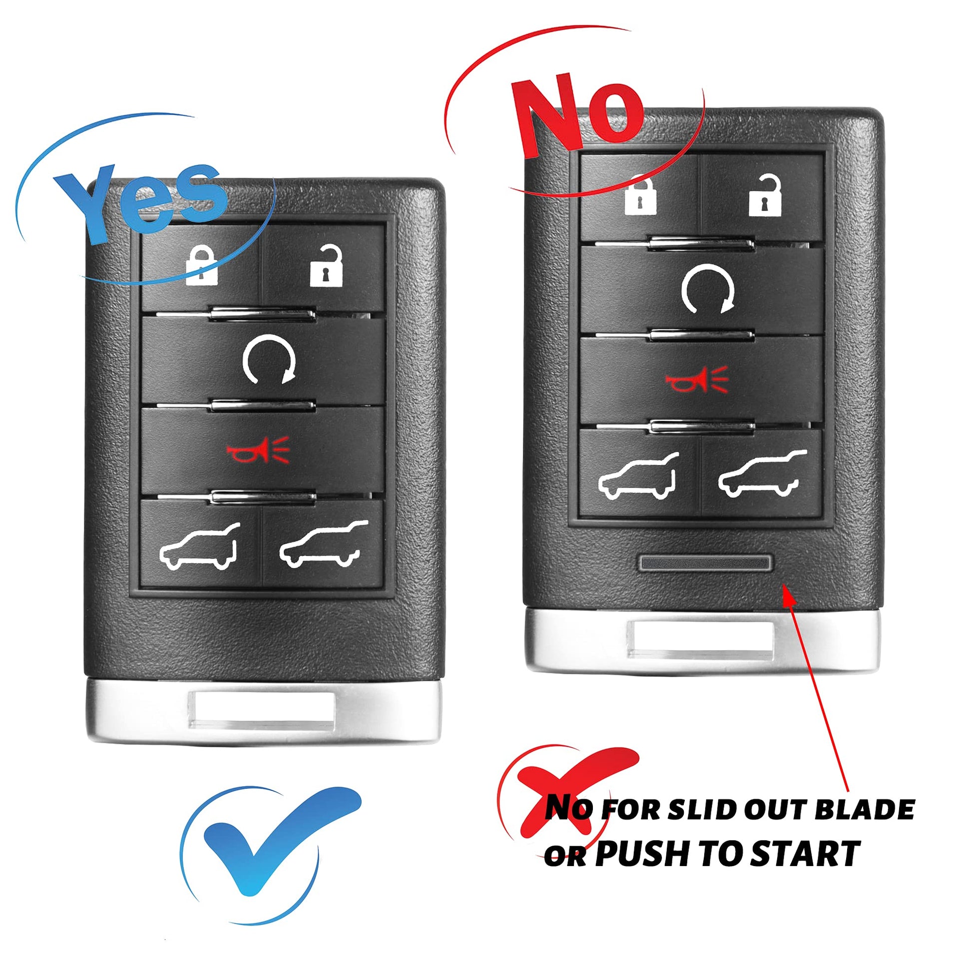 VOFONO - Llavero de repuesto con 6 botones sin llave, compatible con Cadillac Escalade ESV EXT 2007-2014 FCC ID: OUC6000066 850K-6000066
