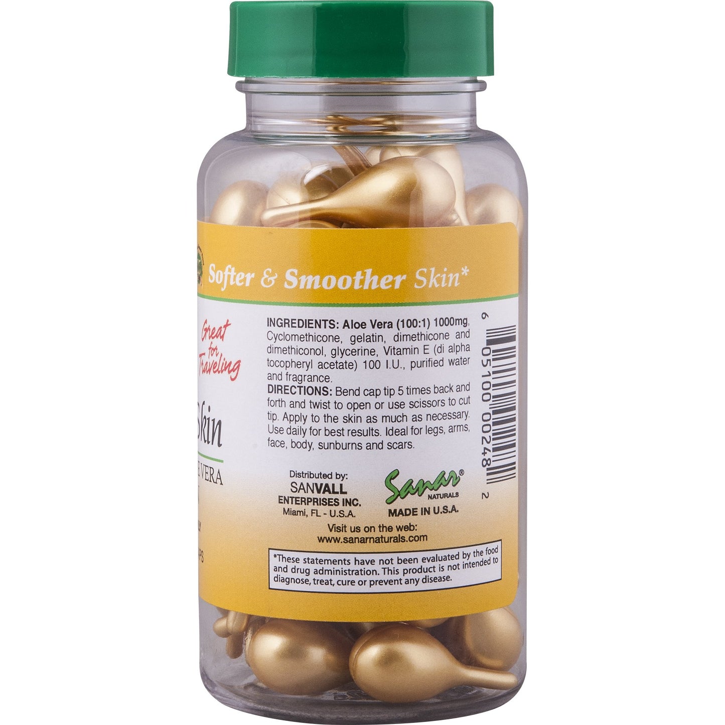 Sanar Naturals Healthy Skin Vitamin E Lotion with Aloe Vera Gel 60 ct - Face Serum Capsules - Reduce Wrinkles, Dark Spots - Rapid Skin Repair Moisturizer for Smooth Skin