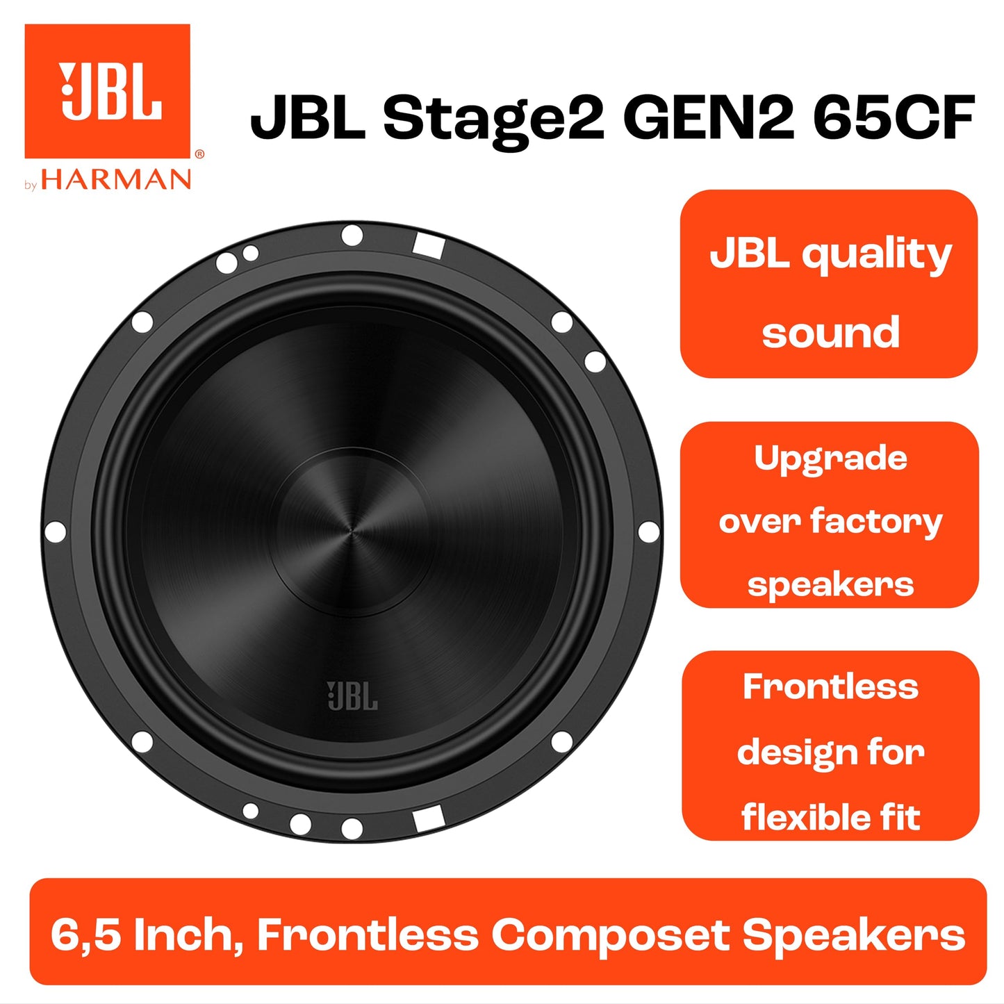 JBL Stage2 GEN2 65CF - Altavoces para Coche (165 mm, 2 woofers y 2 tweeters)