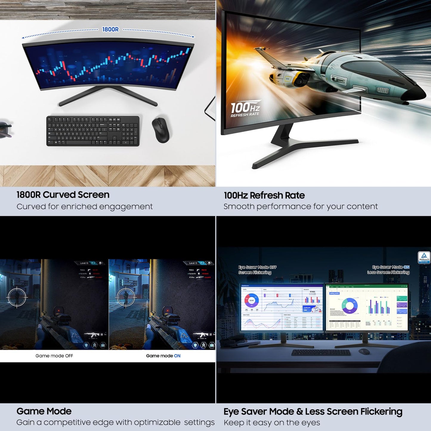 SAMSUNG - Monitor Curvado S3 (S39GD) FHD de 100 Hz, Modo de Juego, Modo de Ahorro de Ojos, conectividad múltiple con Puerto HDMI, LS27D396GANXZA, 2025