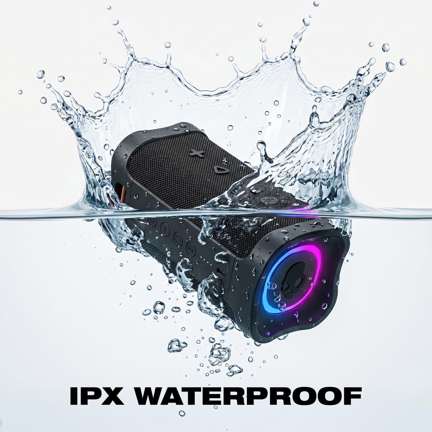 Altavoz Bluetooth inalámbrico Skullcandy Terrain 2, Resistente al Agua IPX7, batería de 14 Horas, multienlace, iluminación LED, Ligero y portátil.
