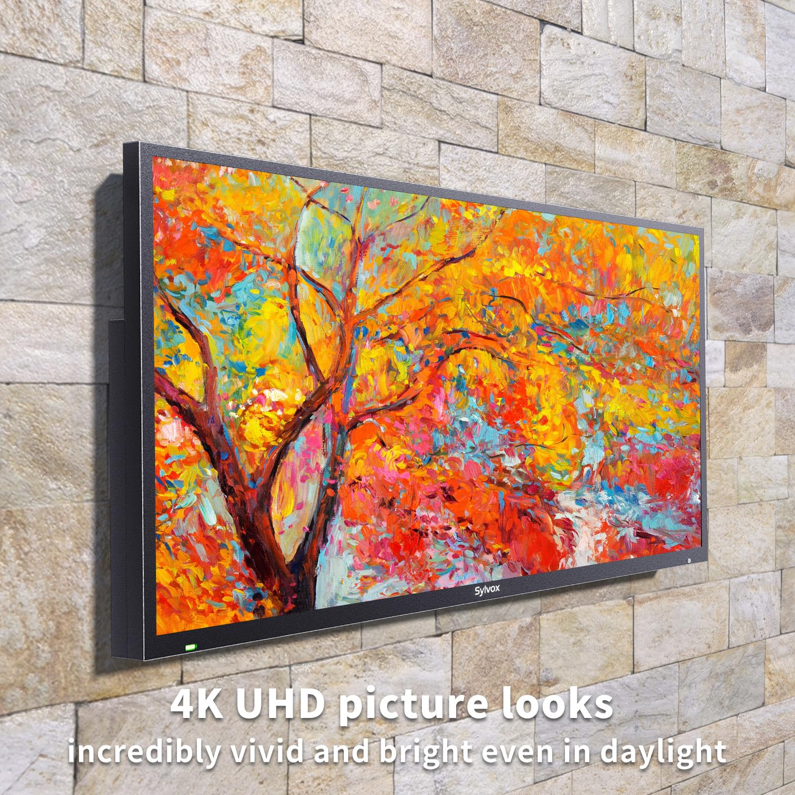 Televisor LED 4K para Exteriores Sylvox 43 Pulgadas Smart TV Deck Pro 2.0 Serie Impermeable Compatible con Google, Bluetooth y Wi-Fi