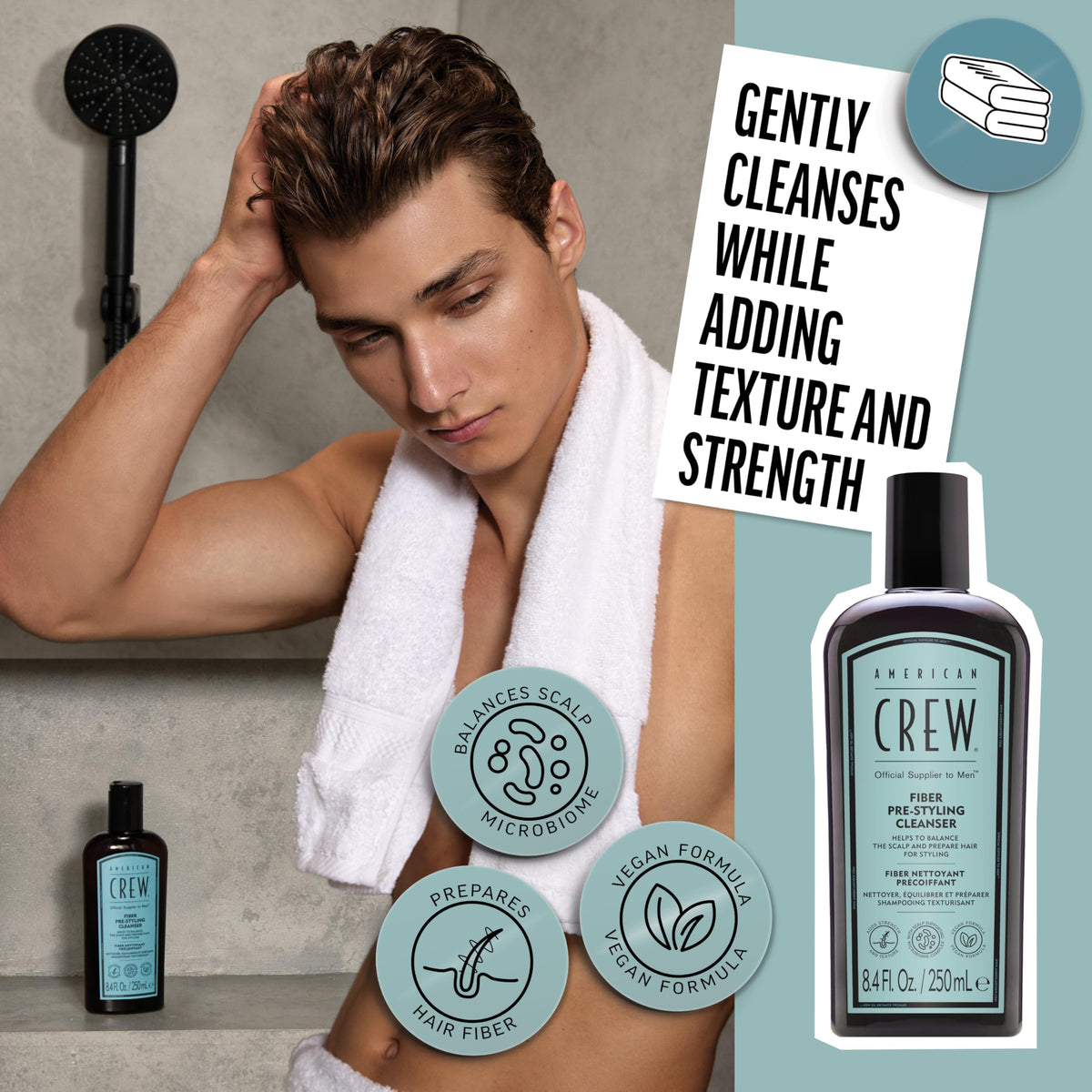 American Crew Shampo Fiber añade Fuerza y Textura al cabello 250ml