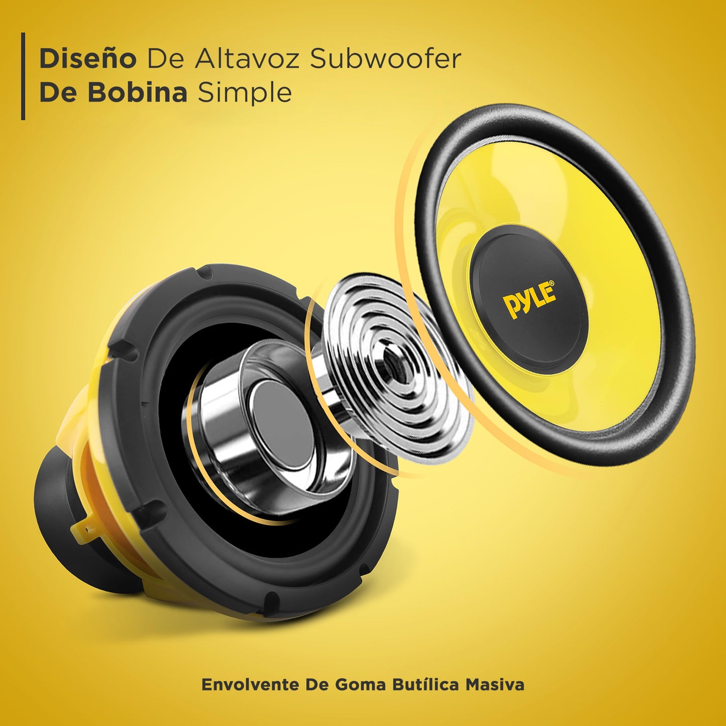 Pyle Bocina para Carro Midbass Pro de 8 Pulgadas, 400 Watts, 4 Ohms, Componentes de Medios Bajos, Bocinas de Sonido de Audio para Estéreo de Auto con Imán de 40 Onzas