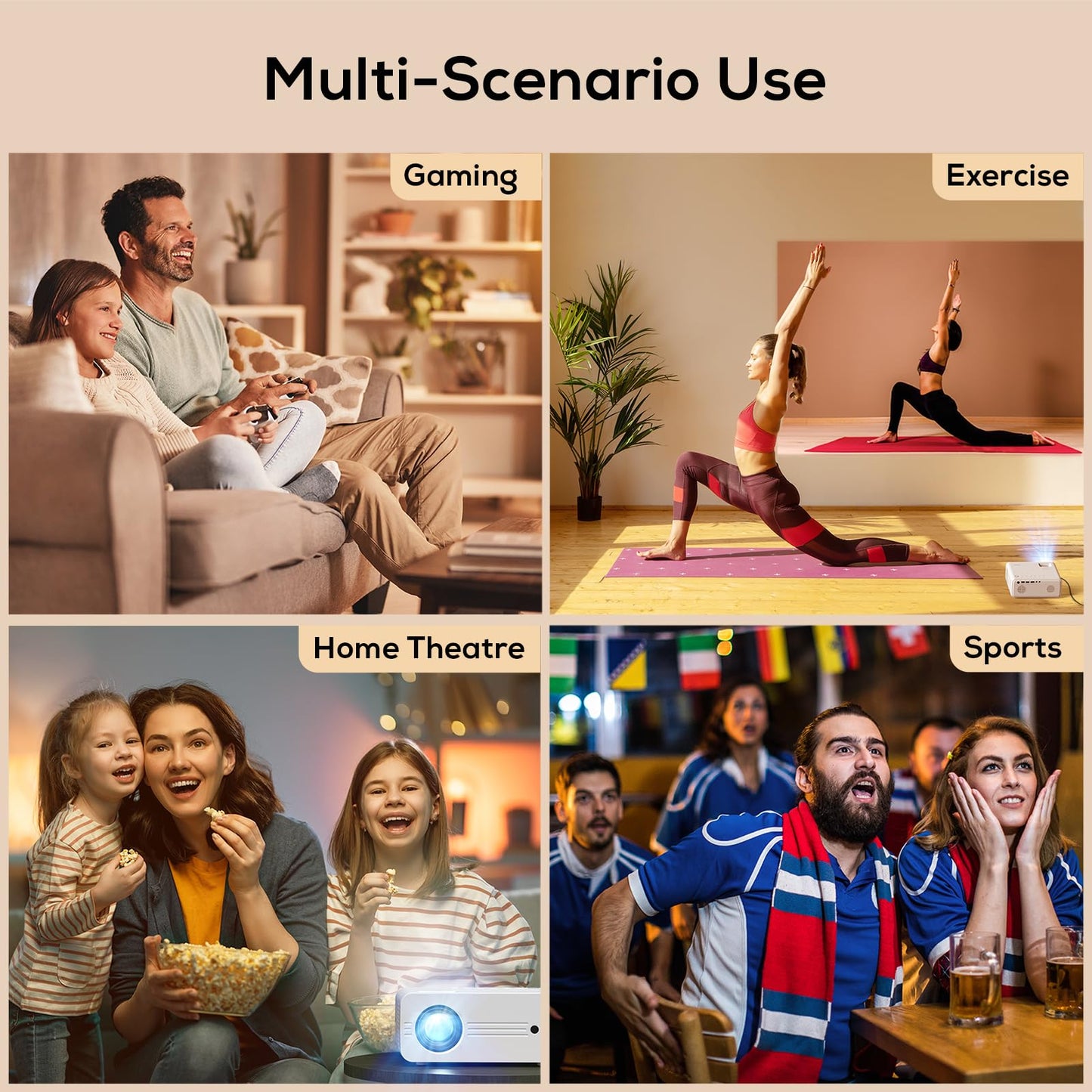 AKIYO Proyector 5G WiFi Bluetooth, 13000 Lux Proyector con Tripode, Proyector 4K de película de con 150000 Horas,1080P Nativo Mini Proyector Casa para iOS/Android/PC/TV Stick/HDMI/AV/USB/PS5