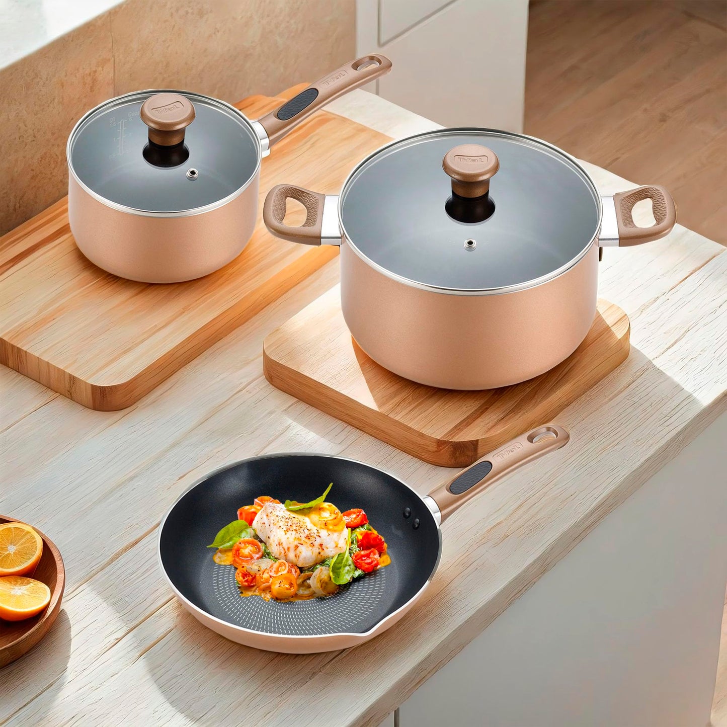 Batería de Cocina T-fal Excite Azul con Antiadherente Proglide y Tecnología Thermo-Spot