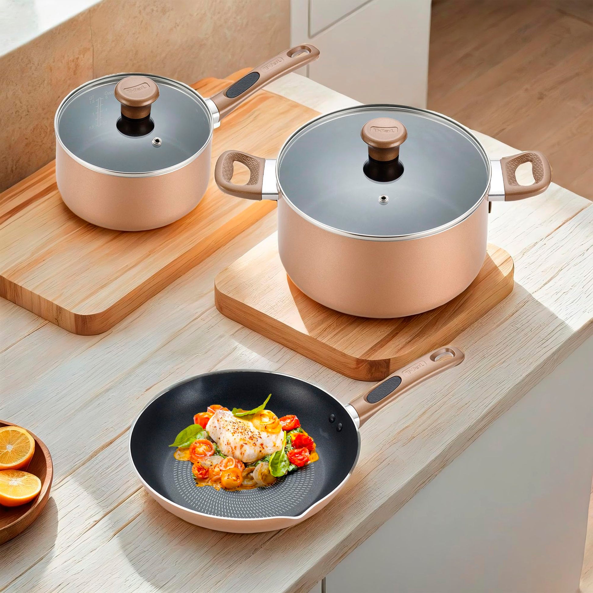 Batería de Cocina T-fal Excite Azul con Antiadherente Proglide y Tecnología Thermo-Spot