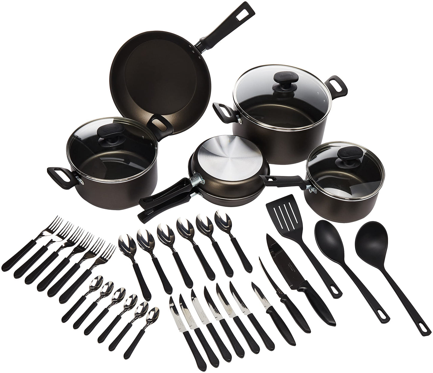 Batería de Cocina Tramontina Bremen Negro Antiadherente de Aluminio 38 Piezas