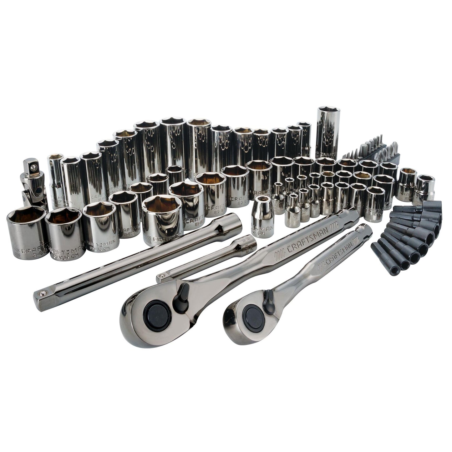 CRAFTSMAN - Juego de herramientas mecánicas de 1/4 pulgadas y 3/8 pulgadas, SAE/métrico, 81 piezas (CMMT82335L)