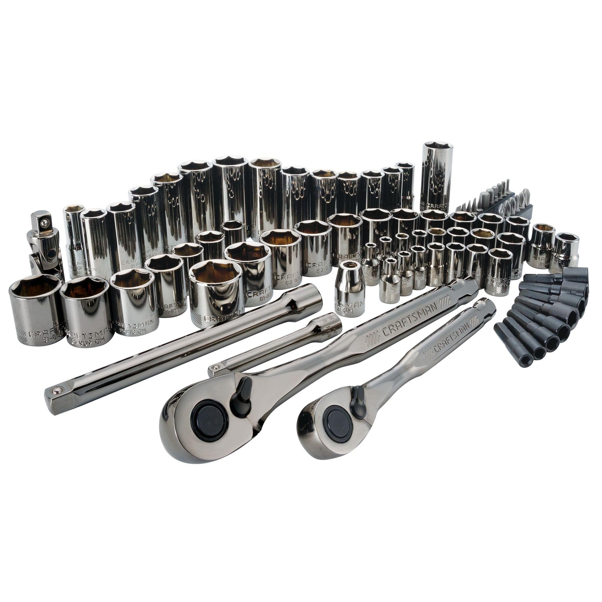 CRAFTSMAN - Juego de herramientas mecánicas de 1/4 pulgadas y 3/8 pulgadas, SAE/métrico, 81 piezas (CMMT82335L)
