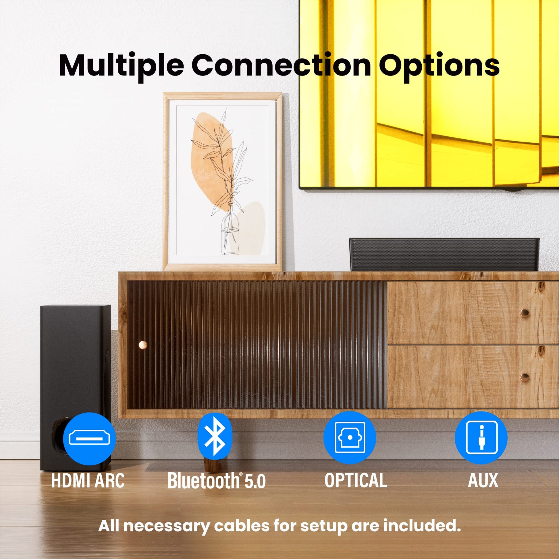 Sonido Compacto PHEANOO Negro con Subwoofer para TV