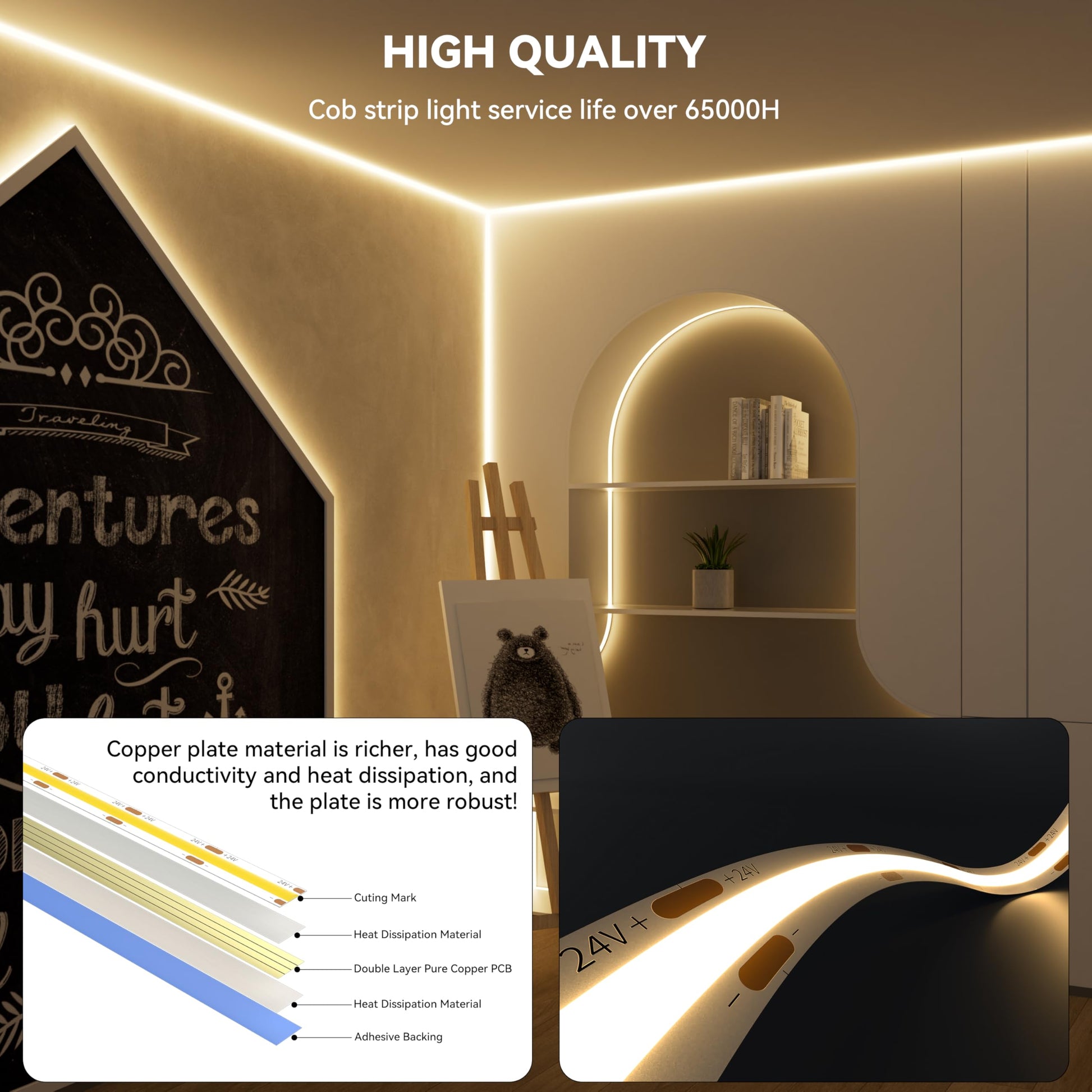 Tira de Luz LED PAUTIX Blanca Regulable de 6,1 m Super Brillante con Alexa y Google Assistant