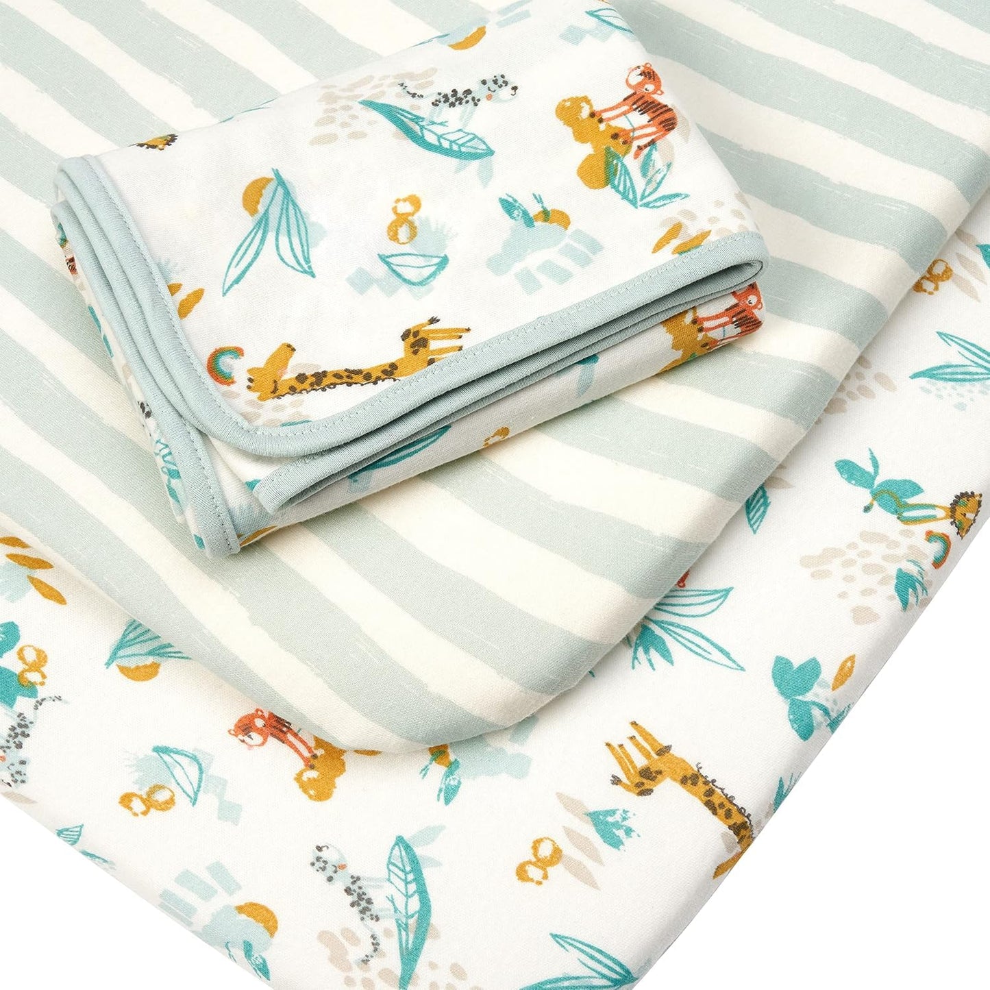 Tutti Bambini - Paquete de iniciación para moisés de noche, 2 sábanas bajeras de algodón orgánico y colcha reversible, artículos esenciales para bebés y recién nacidos, artículos imprescindibles para