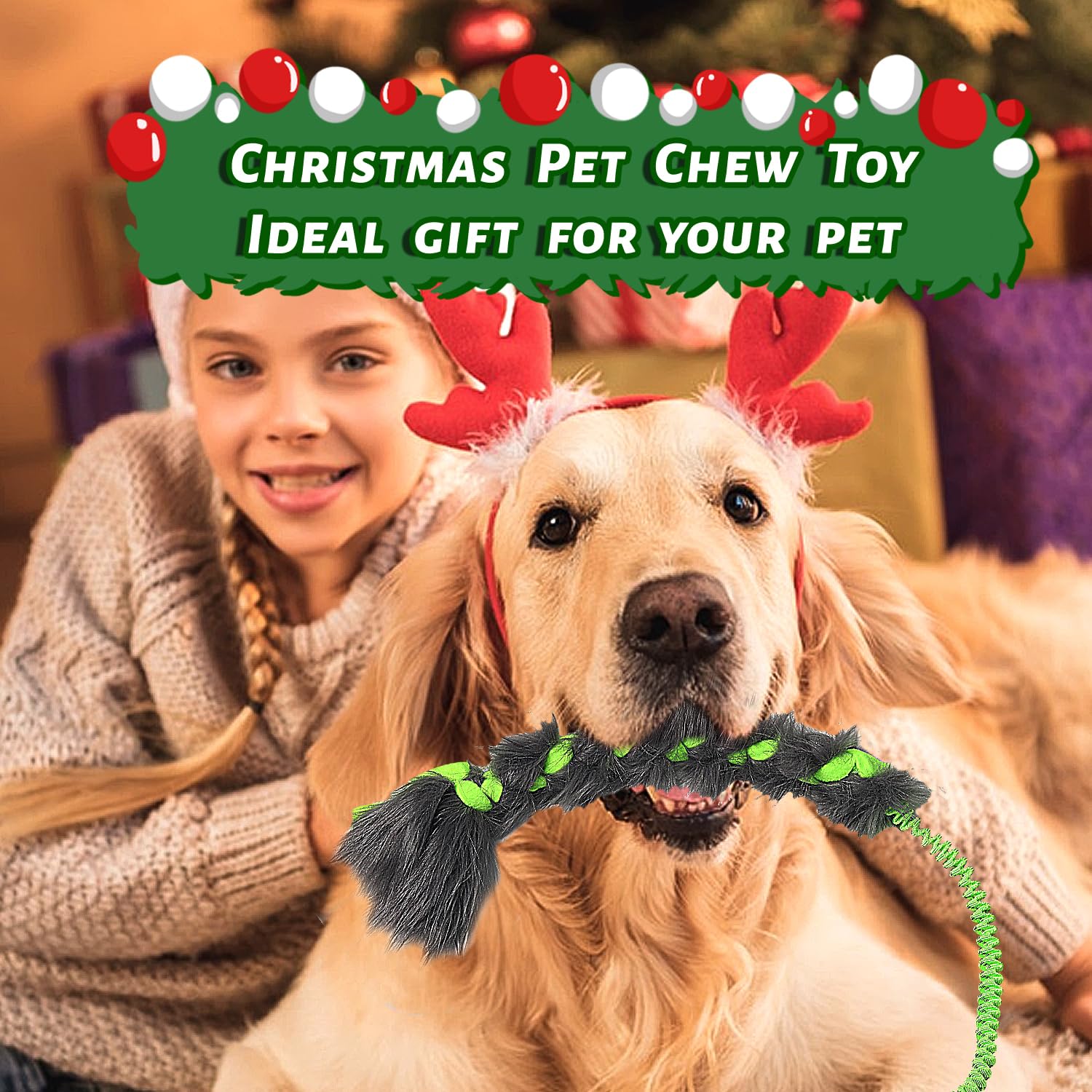 Juguetes de Cuerda Wodoca Rojo para Perros Grandes, Juguetes Masticables para Entrenamiento de Navidad
