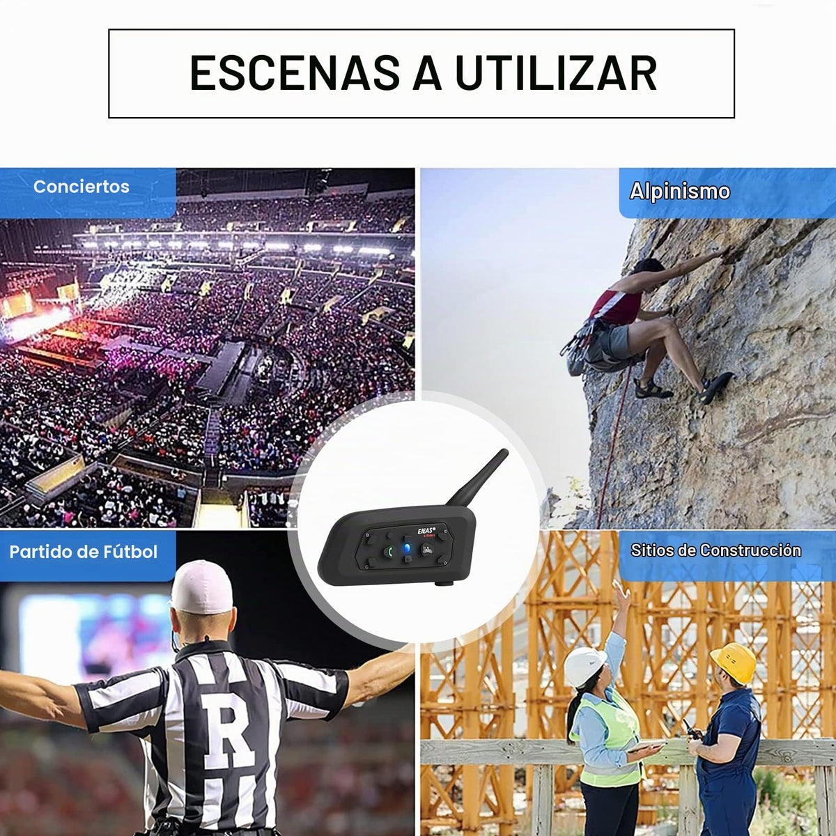 Intercomunicador Bluetooth EJEAS V6C Negro 1200M con Auricular y Brazalete para Árbitros de Fútbol y Deportes (2 Pack)