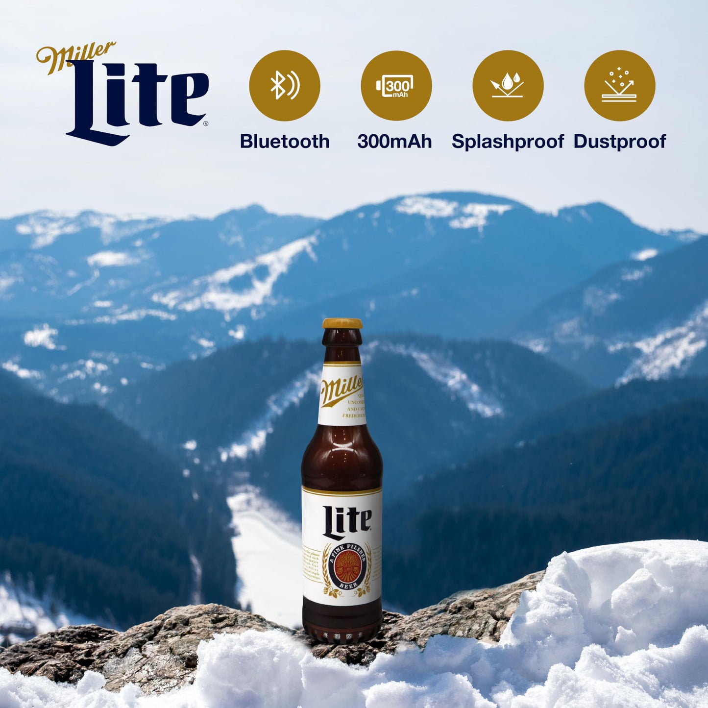 Miller Lite - Altavoz Bluetooth en forma de botella con estéreo de alta fidelidad, a prueba de salpicaduras, tiempo de reproducción 6H y puerto AUX, ideal para exteriores, fiestas en interiores,