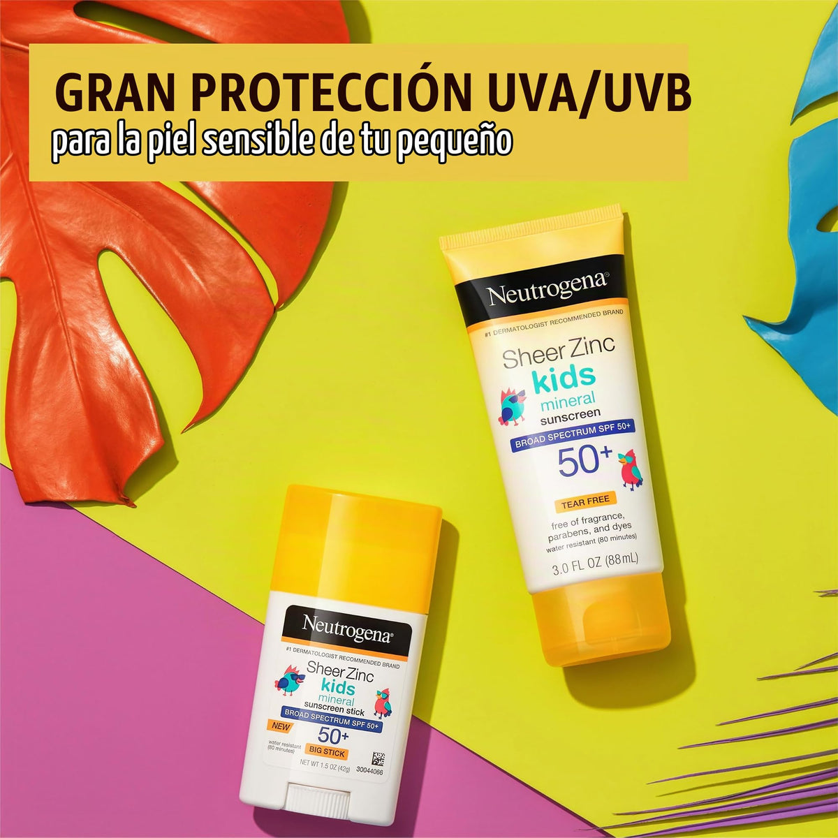 Neutrogena Sheer Zinc Oxide Kids Mineral Sunscreen Lotion, Broad Spectrum SPF 50+ with UVA/UVB Protection, Water-Resistant for 80 Minutes, Paraben-, Dye-, Fragrance- & Tear Free, 3 fl. oz
