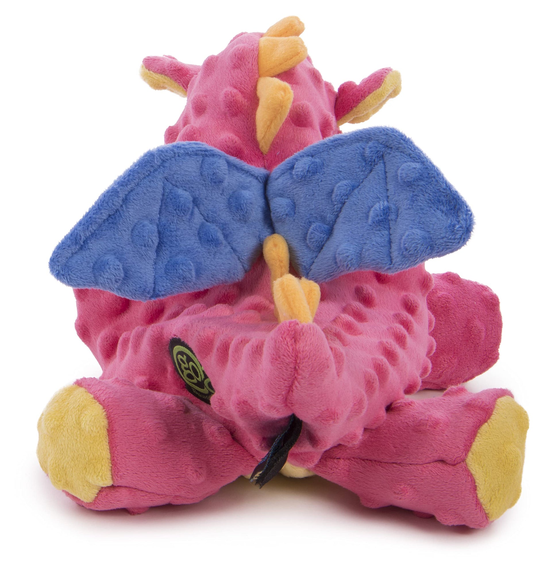 goDog - Juguete de peluche resistente para perros con tecnología Dragon with Chew Guard, color coral, grande