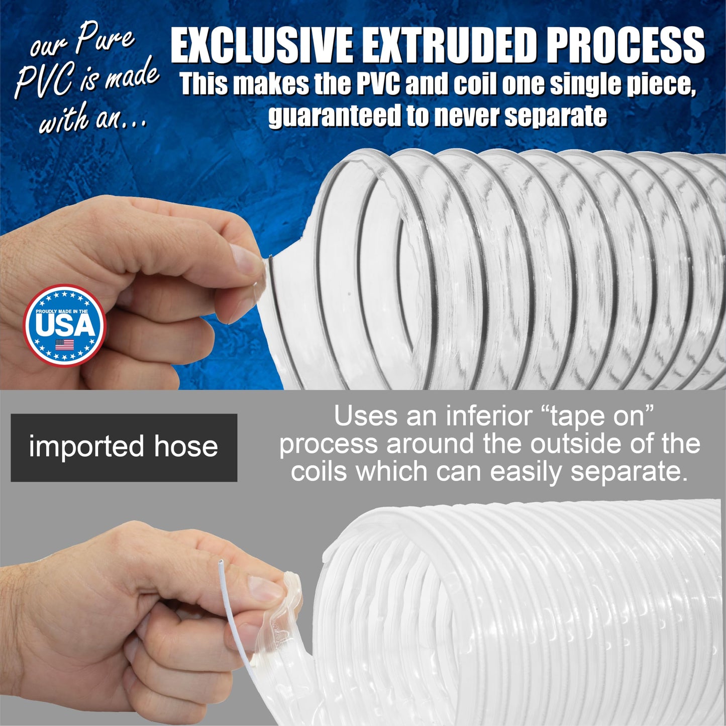 Manguera de recogida de polvo de PVC transparente de 2 1/2" x 20' para uso con colectores de polvo con puertos de 2-1/2" Ideal para aspiradoras de tienda