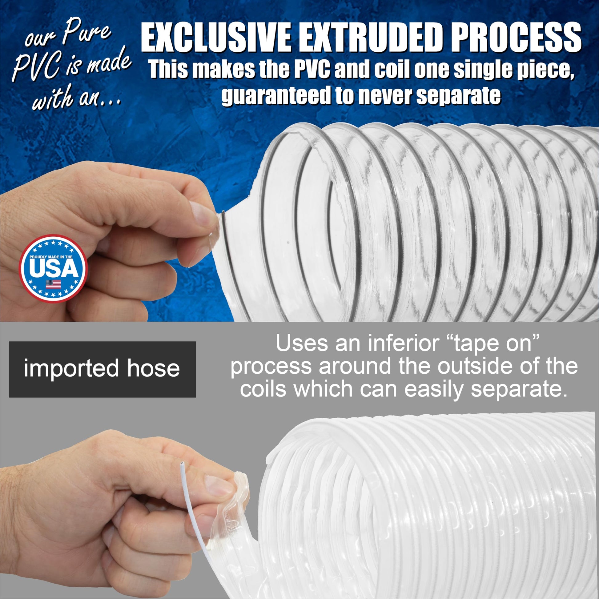 Manguera de recogida de polvo de PVC transparente de 2 1/2" x 20' para uso con colectores de polvo con puertos de 2-1/2" Ideal para aspiradoras de tienda