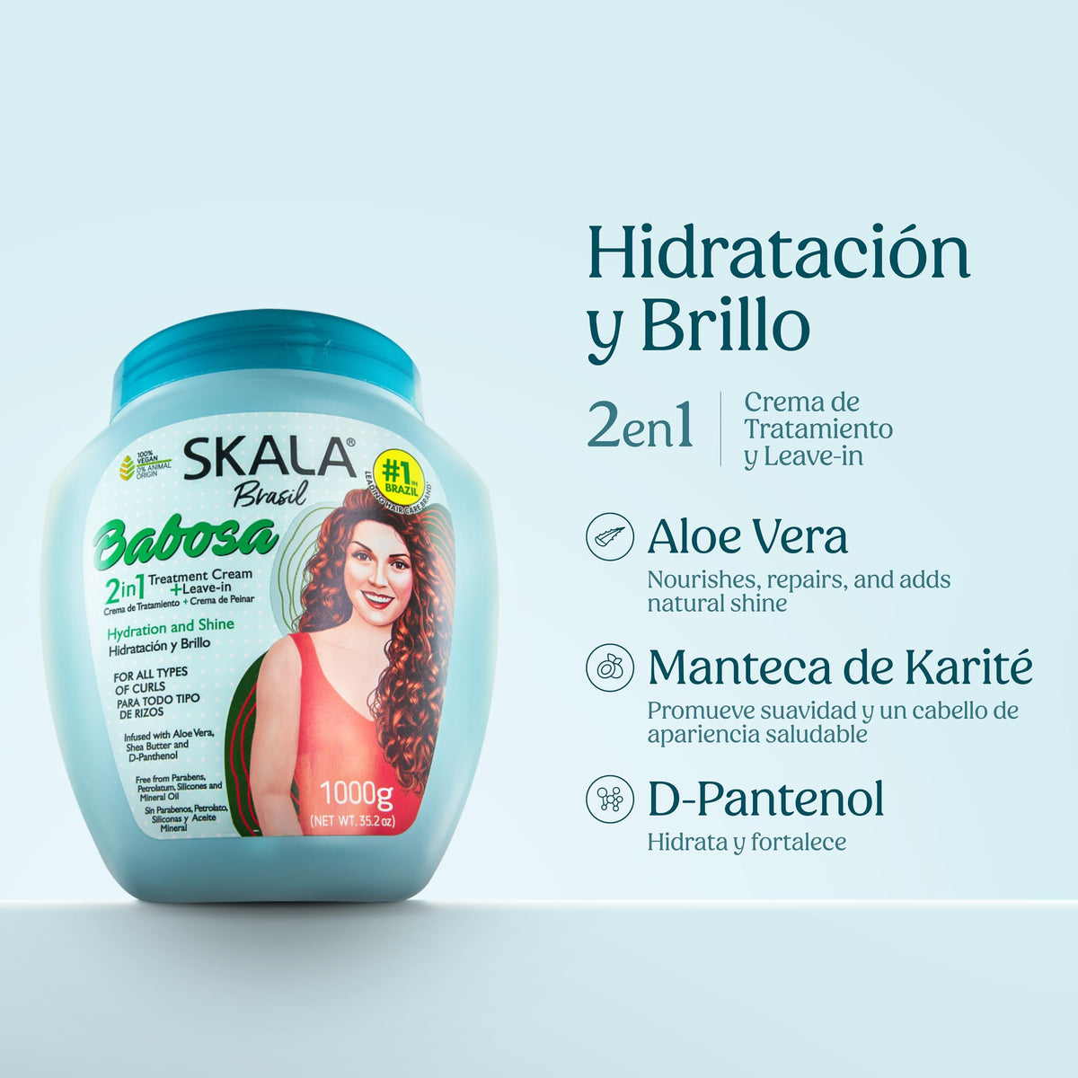 SKALA Babosa Crema 2 en 1 y Leave-In para Todo Tipo de Rizos 1 kg