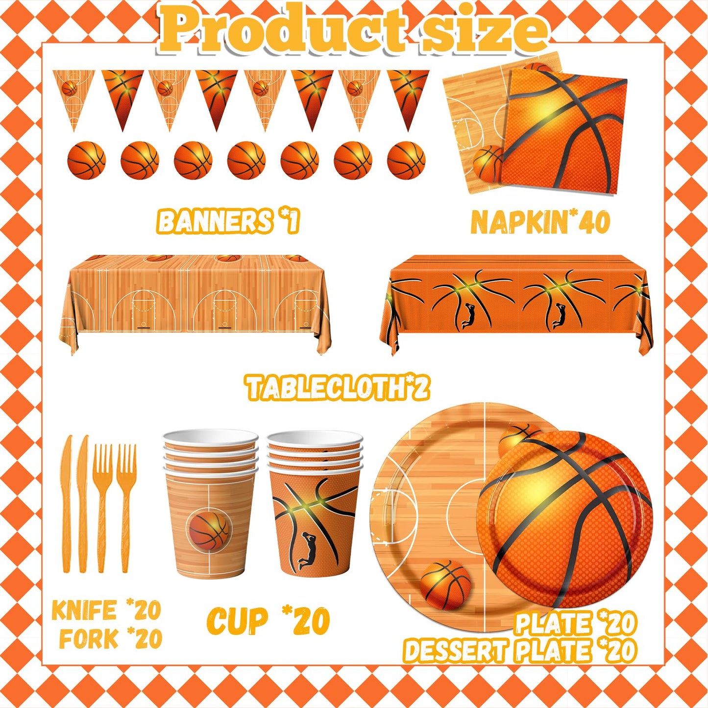Decoraciones deportivas para fiestas temáticas de baloncesto – Juego de vajilla con platos, servilletas, mantel para niños y niñas