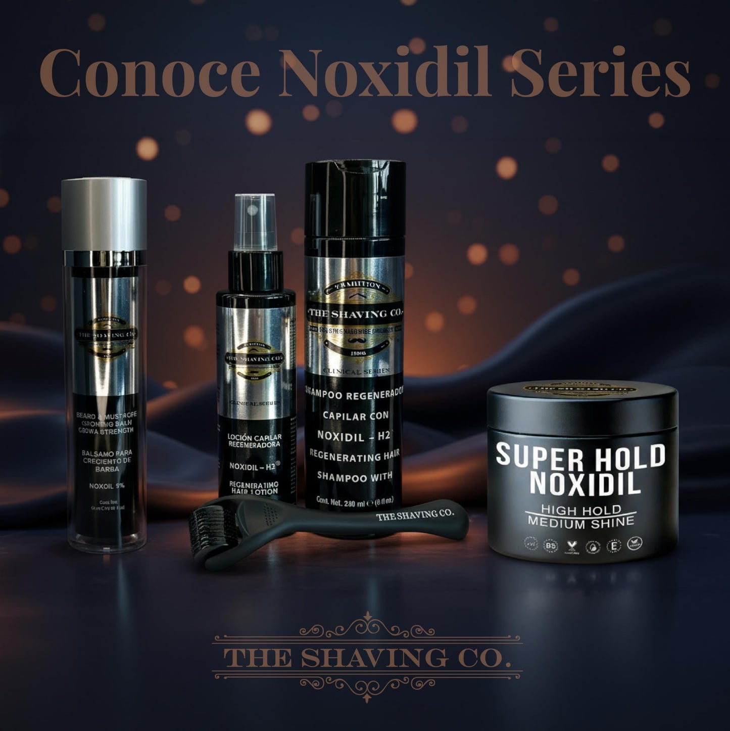 THE SHAVING CO. Pomada para Cabello Super Hold Noxidil - H2 130 gr. Cera para Cabello con Noxidil. Ademas de tener un Pomade Fijacion Alta Brillo Medio. Cuenta con Noxidil que es un auxiliar de crecimiento capilar.