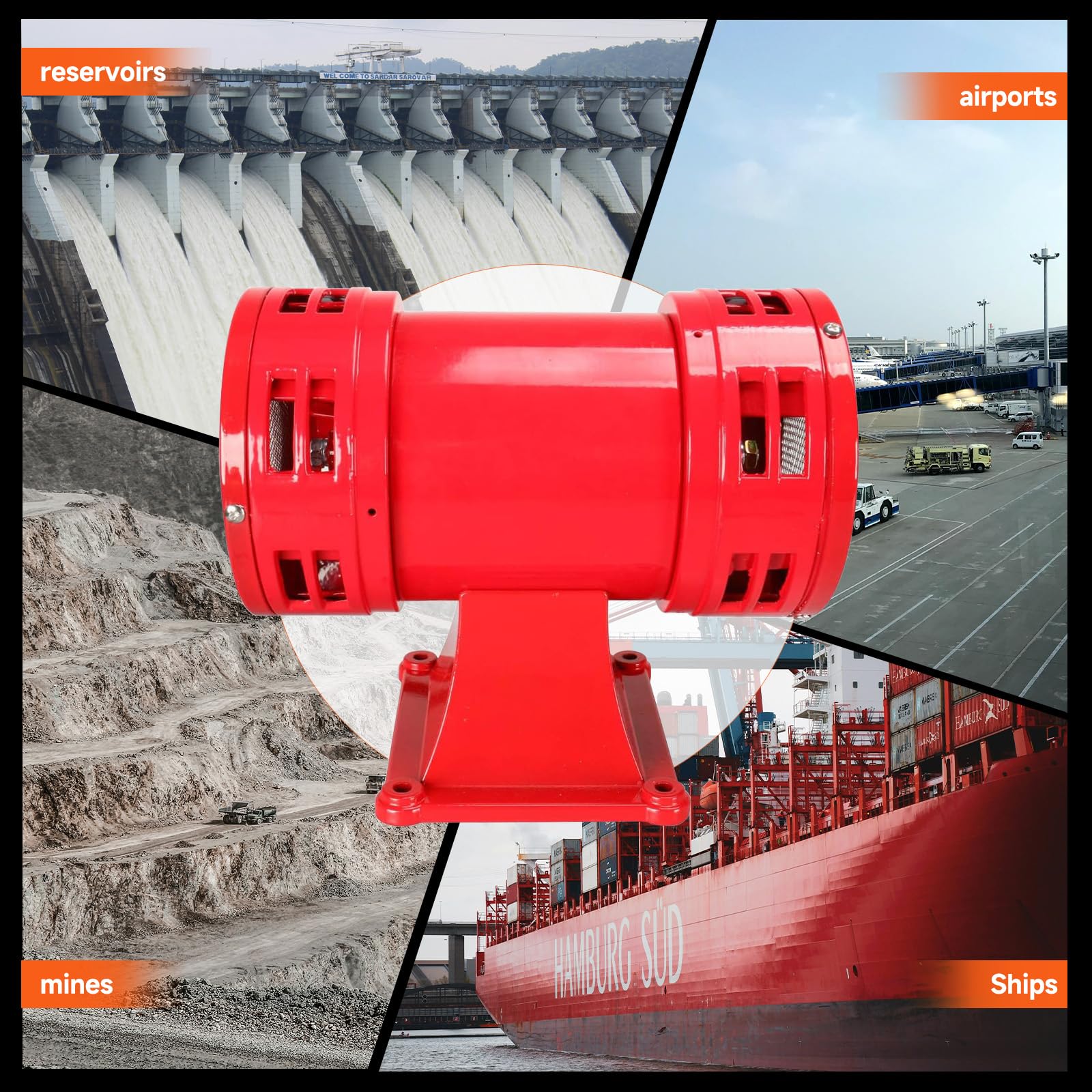 Sirena de Alarma YaeCCC 110V 150db Súper Fuerte en Rojo para el Hogar