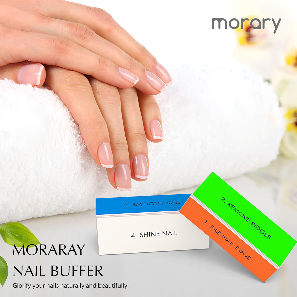 Morary- Bloque pulidor de uñas de 4 vías Bloque pulidor de brillo de uñas para uñas naturales y acrílicas Bloque pulidor más suave