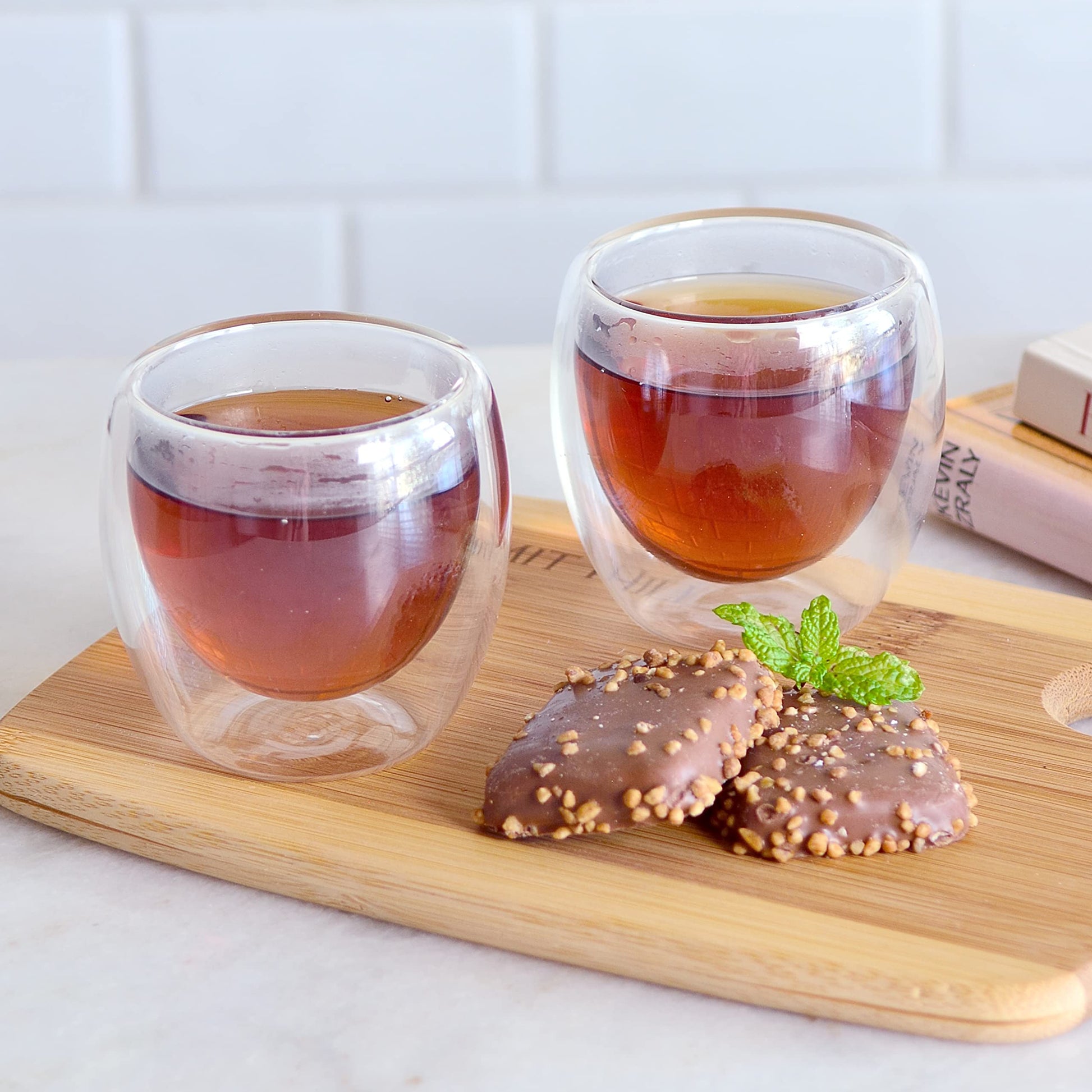 Tazas de Espresso Youngever Transparente Vasos de Café Doble de Vidrio 100ML