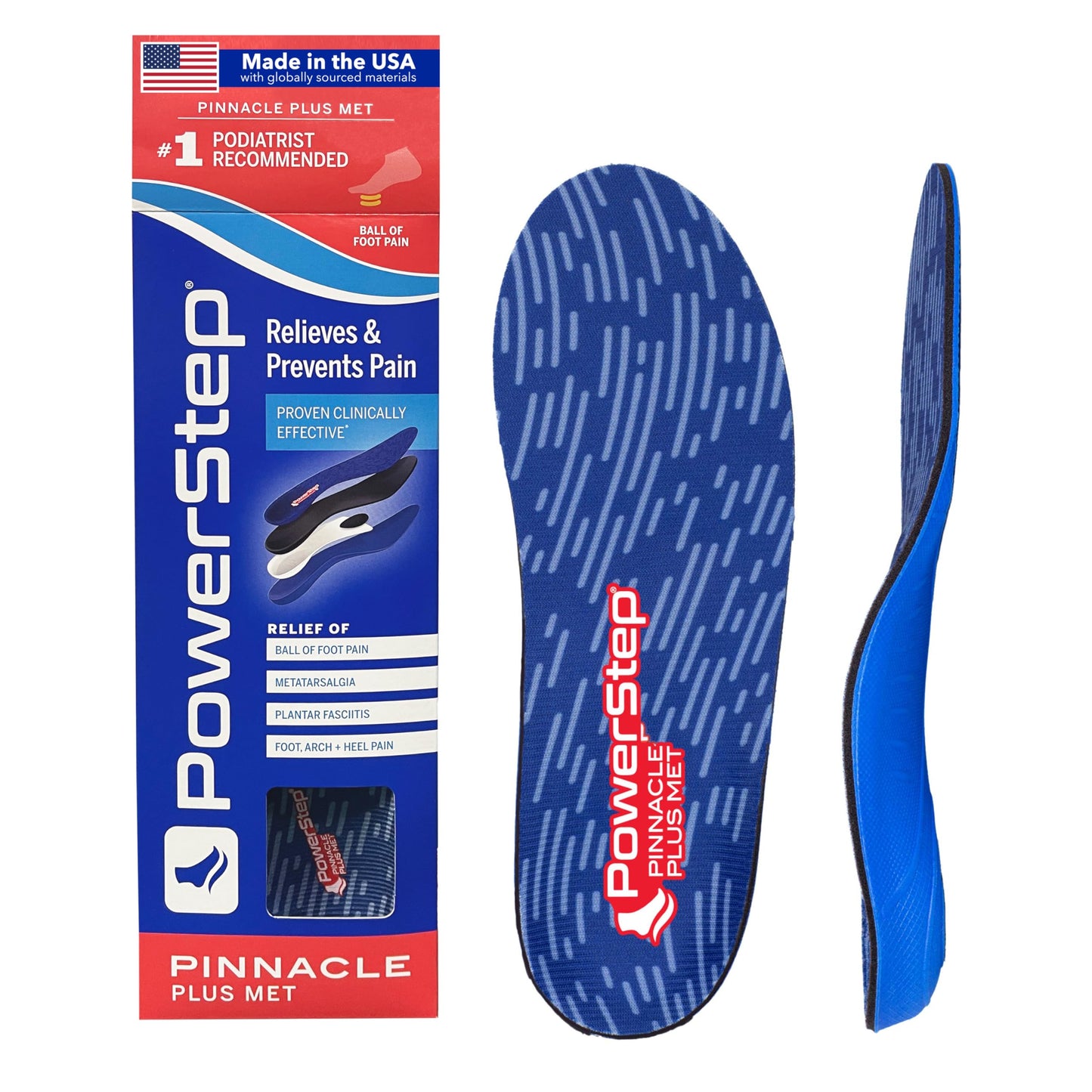 Plantillas Ortopédicas Powerstep Pinnacle Plus Metatarsalgia Soporte Arco Alivio Neuroma para Hombre y Mujer