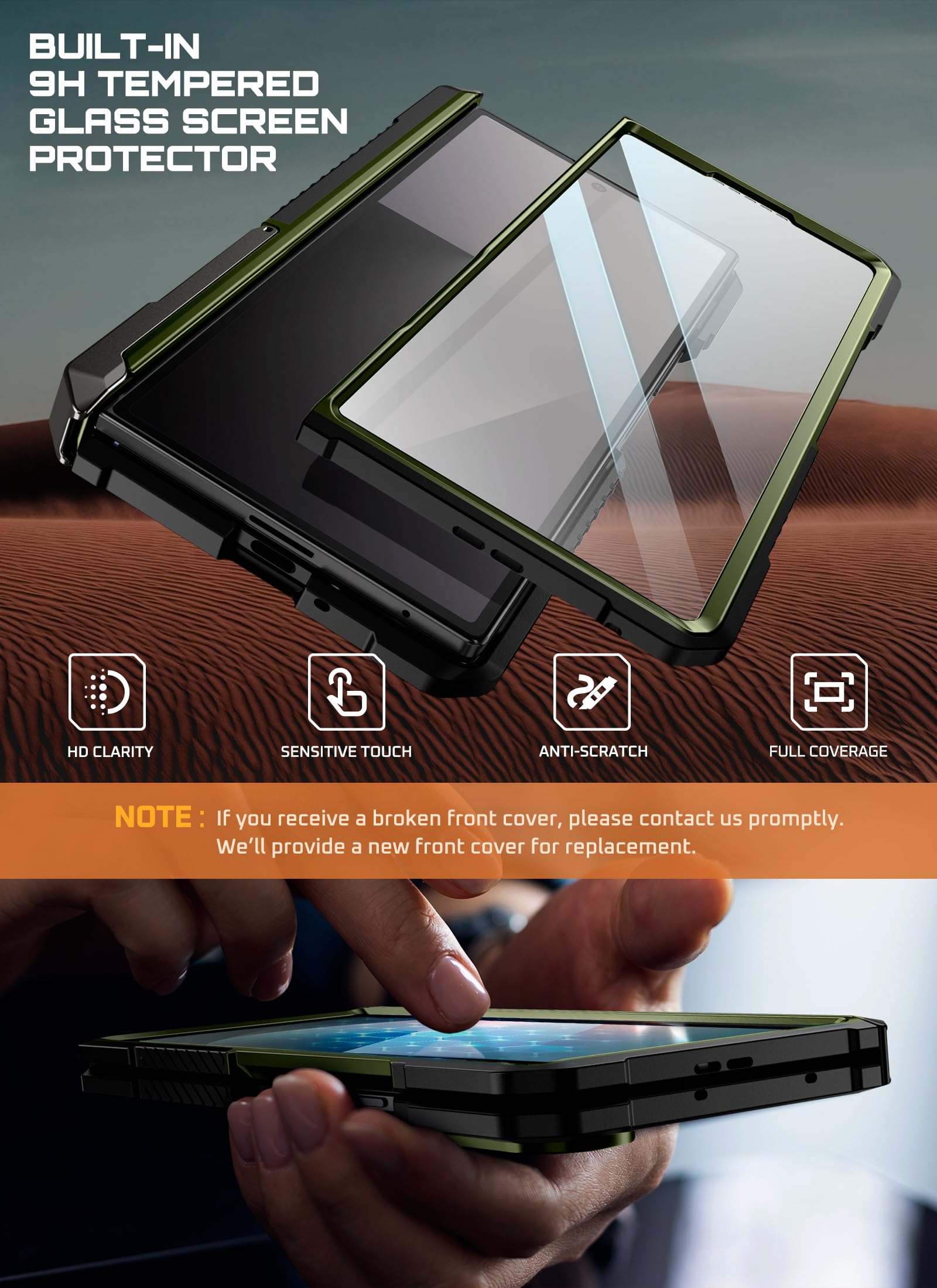 Funda Magnética SUPCASE Verde Protección Militar Samsung Galaxy Z Fold 7 con UBGrip y Vidrio Templado Integrado