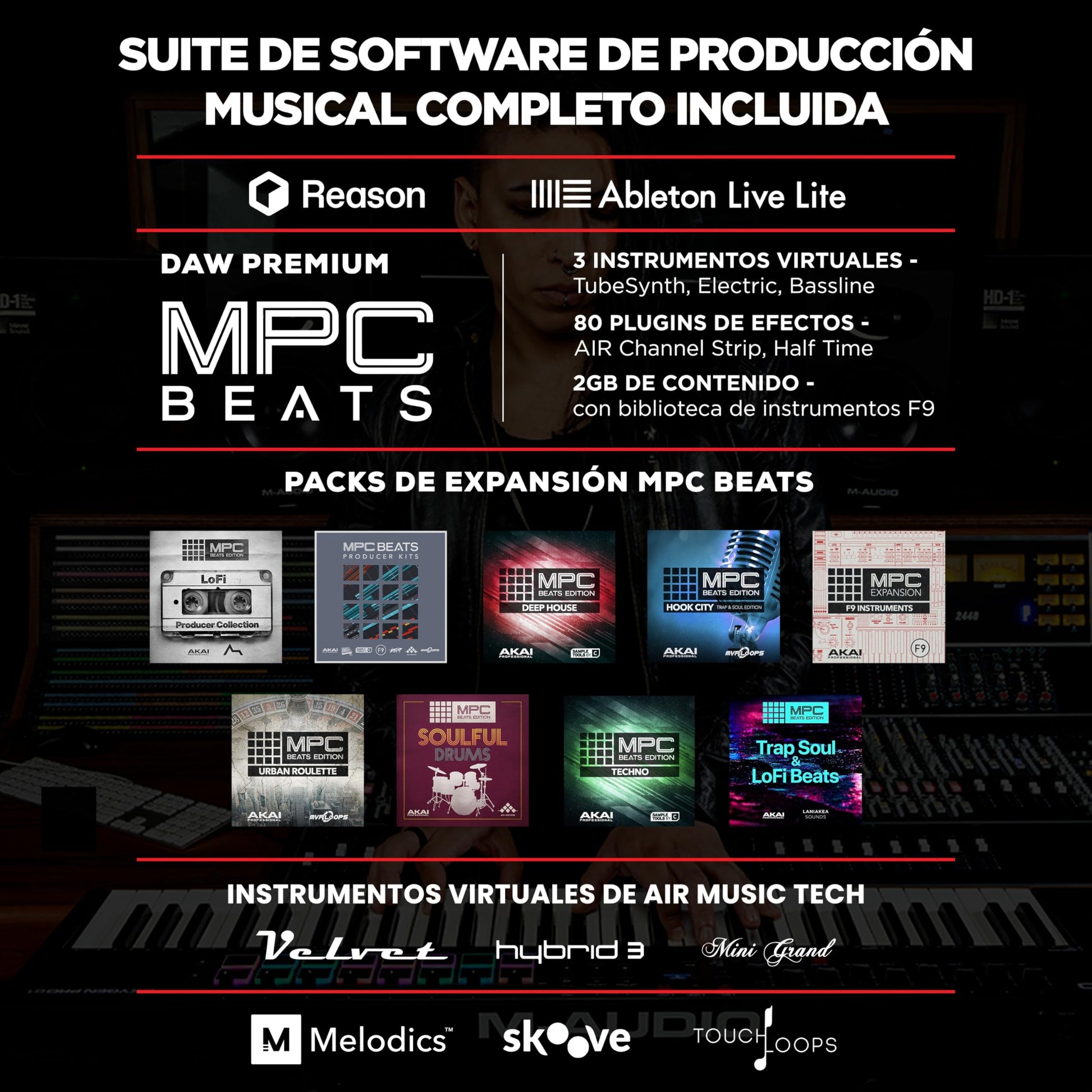 M-Audio Oxygen Pro 61 - Teclado controlador MIDI USB de 61 teclas con beat pads, knobs, botones y atenuadores asignables y pack de software