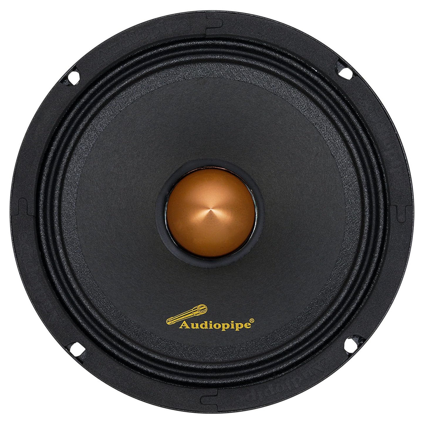 Audiopipe Altavoz de baja frecuencia media de 6 pulgadas, 200 W máximo cada uno, tapa antipolvo de bala dorada