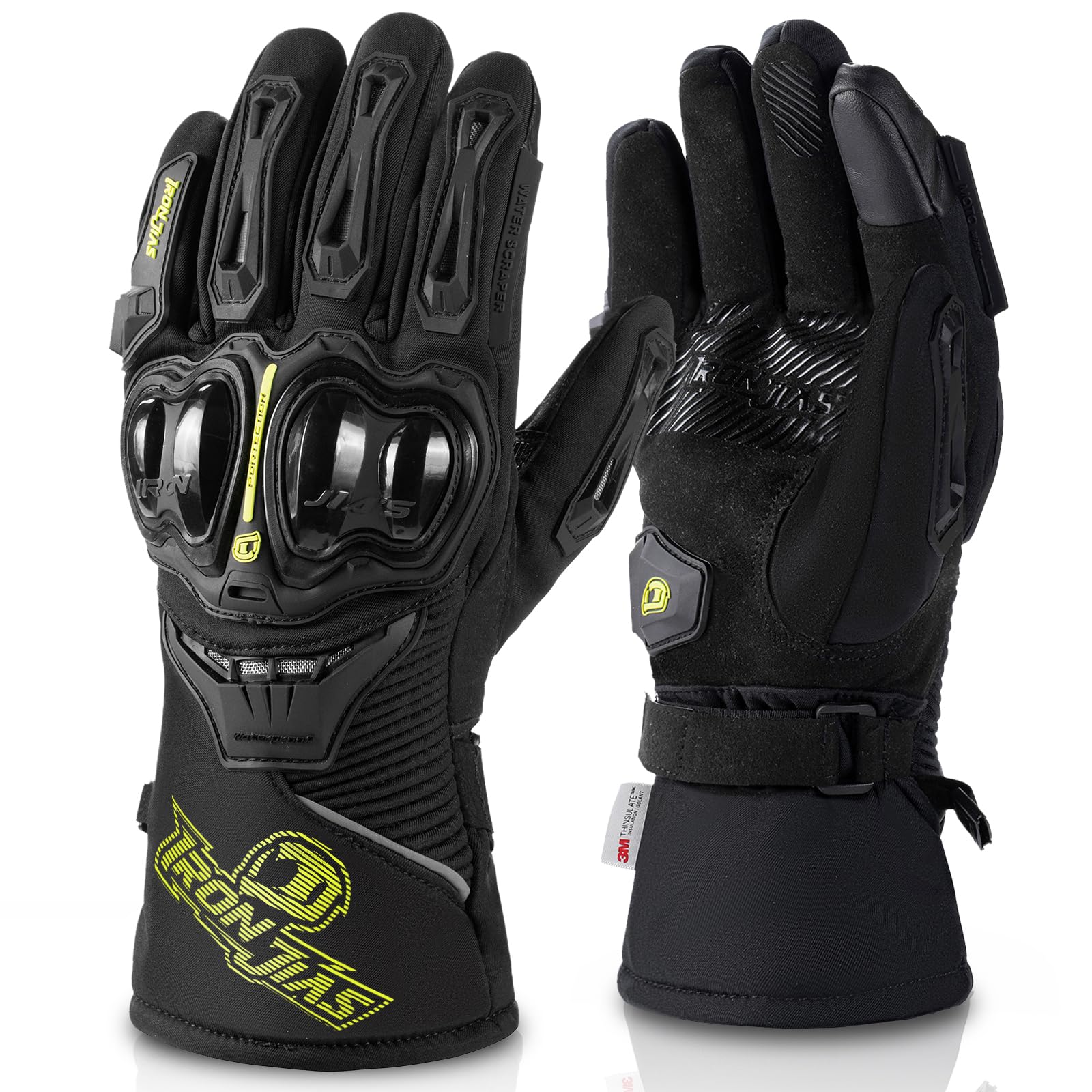 Iron JIA'S Guantes de Motos Invierno cálido Impermeable Cubierta Guantes de protección a Prueba de Viento Guantes Luvas Puede Pantalla táctil
