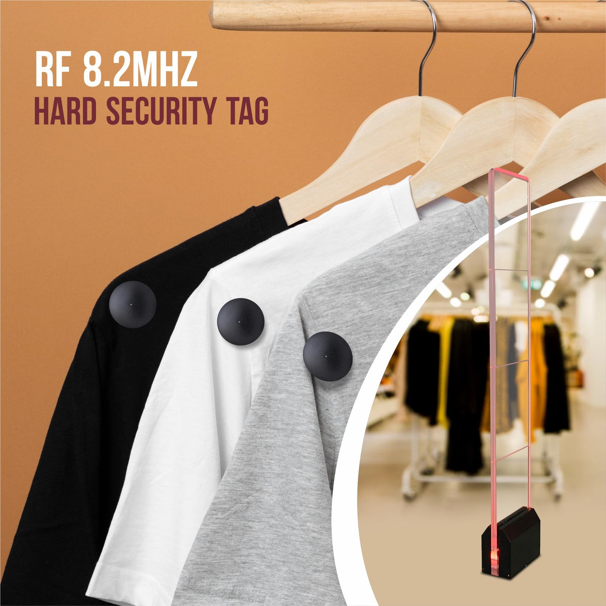 Clam TAG RF 8.2MHZ Negro Bullseye Protection Compatibilidad Checkpoint Superlock EAS