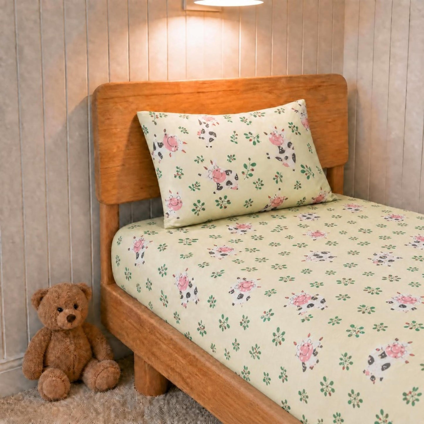 Salt Earth - Sábana bajera ajustable de 210 hilos, 100 % algodón, 210 hilos, juego de cama de 2 piezas, 1 sábana bajera y 1 funda de almohada, sábanas temáticas para niños pequeños, bonitas sábanas